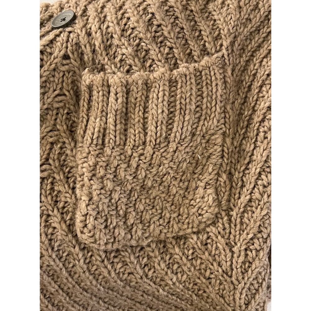 Free People Chunky Alpaca Sweater Coat Cozy Long Cardigan Beige L - Picture 8 of 11